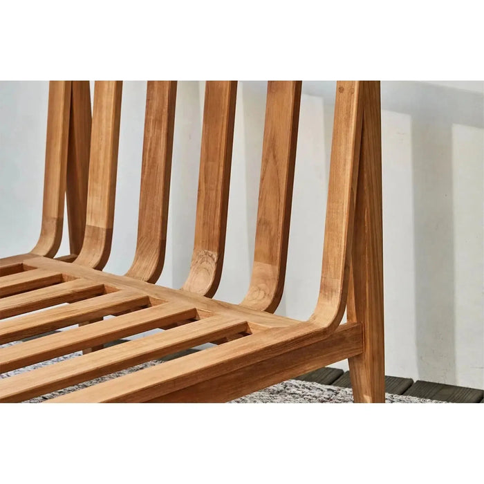 Live Outer 127" Teak Outdoor Sofa With Armchairs and Palisades Cream Cushion (6-Seat)